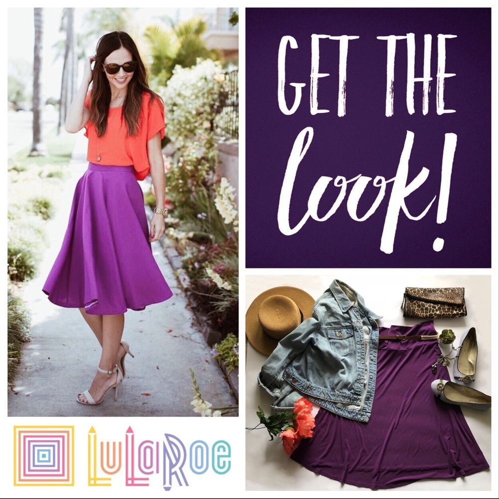 NWOT LuLaRoe Purple “Azure” Midi Skirt